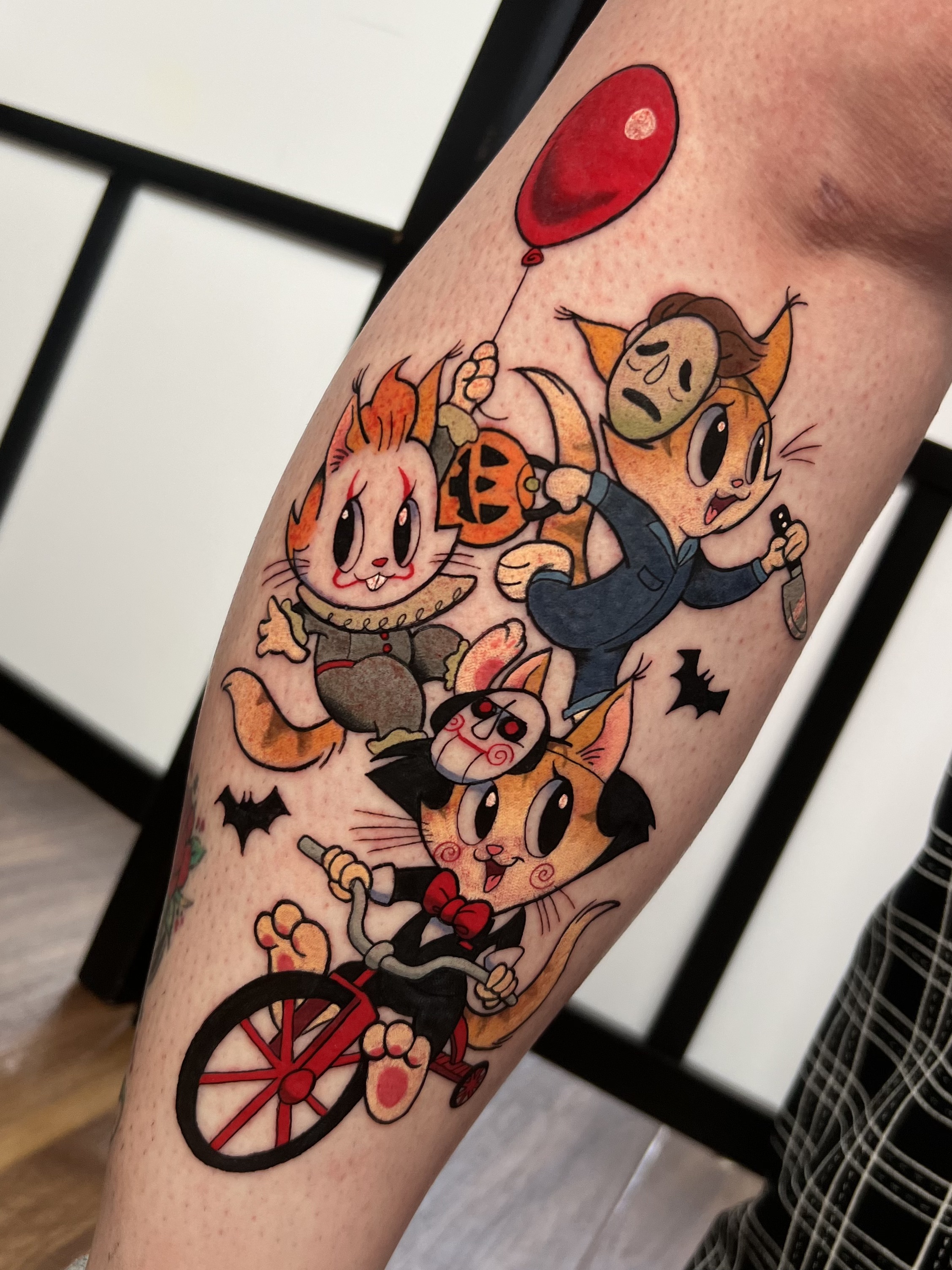 Halloween Cats tattoo design by Chelsea Heslop - spooky cat artwork