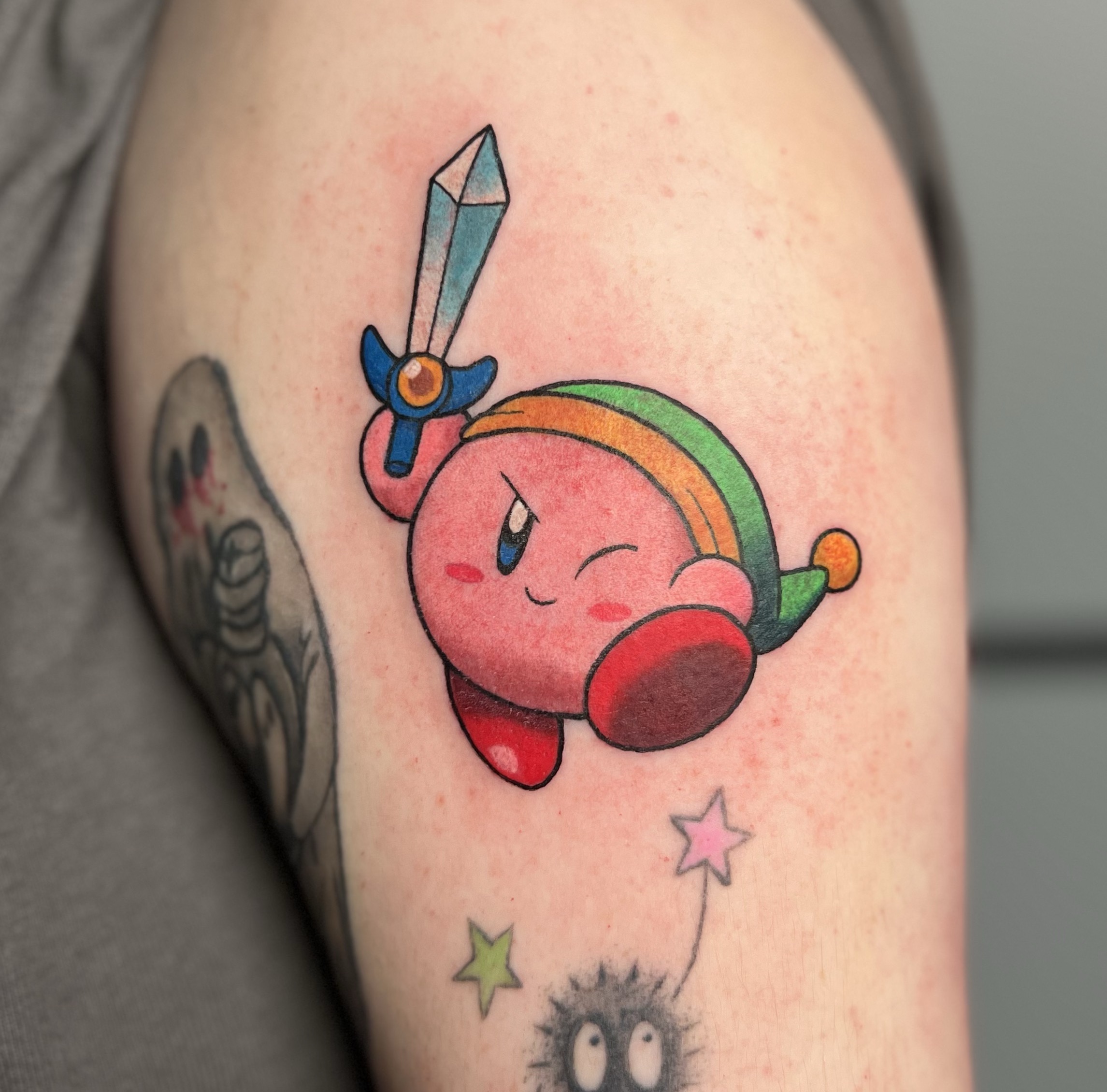 Kirby Link tattoo design by Chelsea Heslop - Nintendo inspired artwork